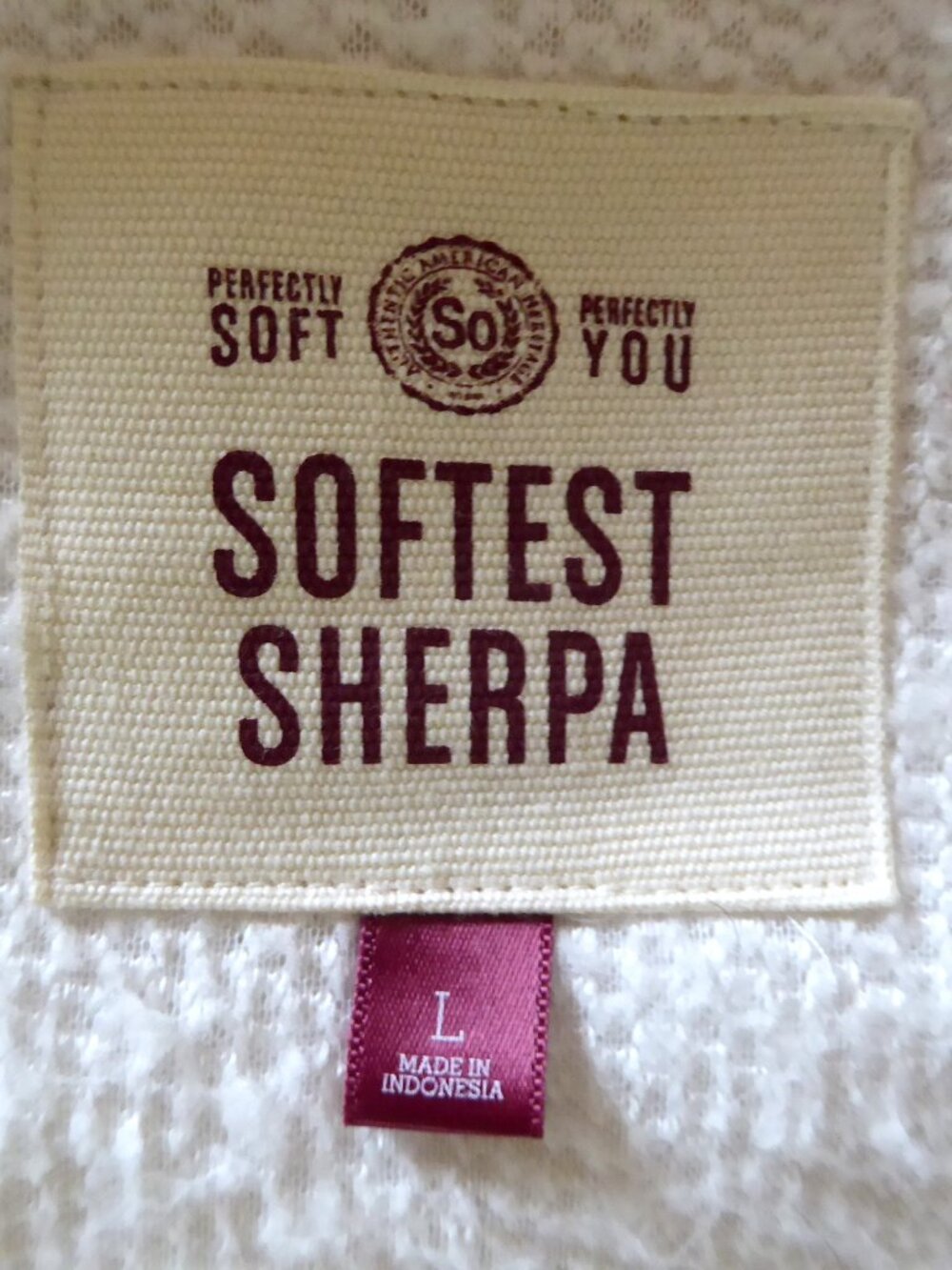 AMERICAN SO SOFTEST SHERPA LONG SLEEVE HOODED FULL ZIP JACKET WHITE BLACK LARGE - Picture 8 of 15